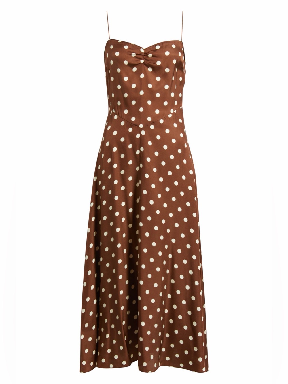 DOEN Lorraine Polka Dot Silk Blend Satin Midi Dress - Picture 4 of 7